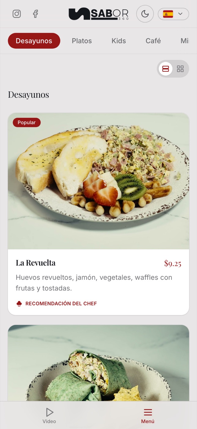 Menú digital Sabor 360