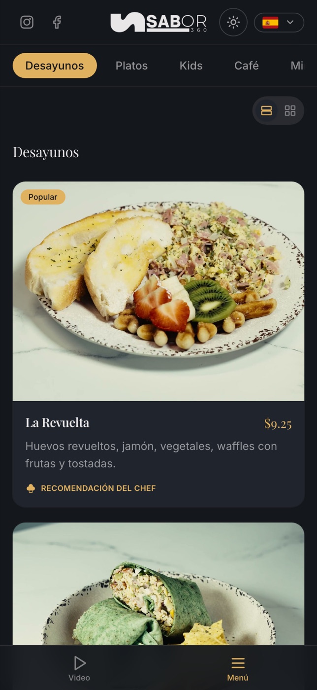 Menú digital Sabor 360