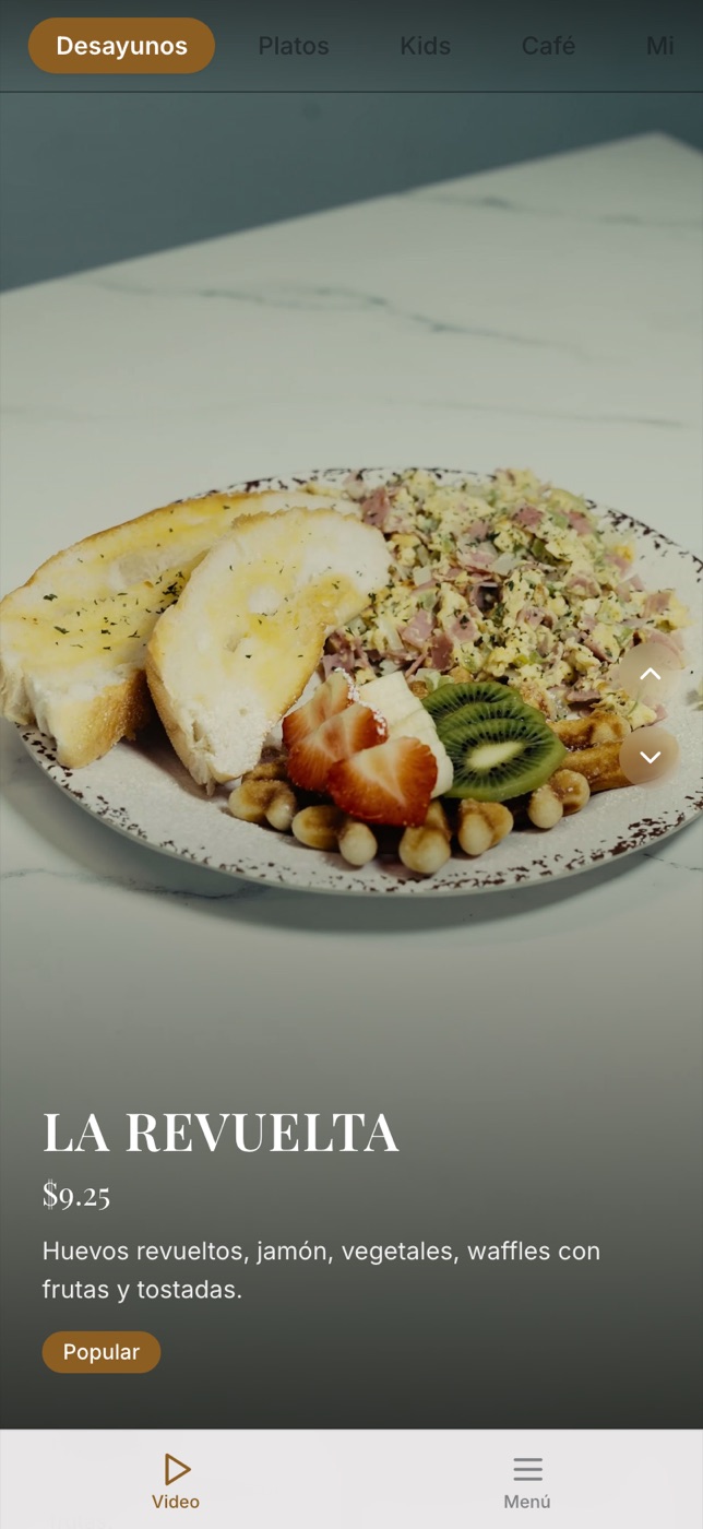 Menú con fotos y video